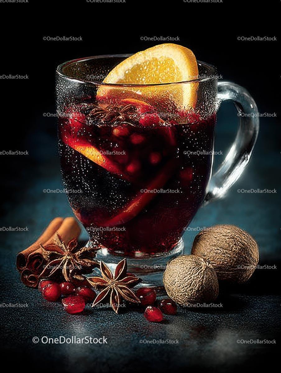 Delicious Mulled Wine with Spices and Citrus Ingredients Stock Photo Bundle preview 6