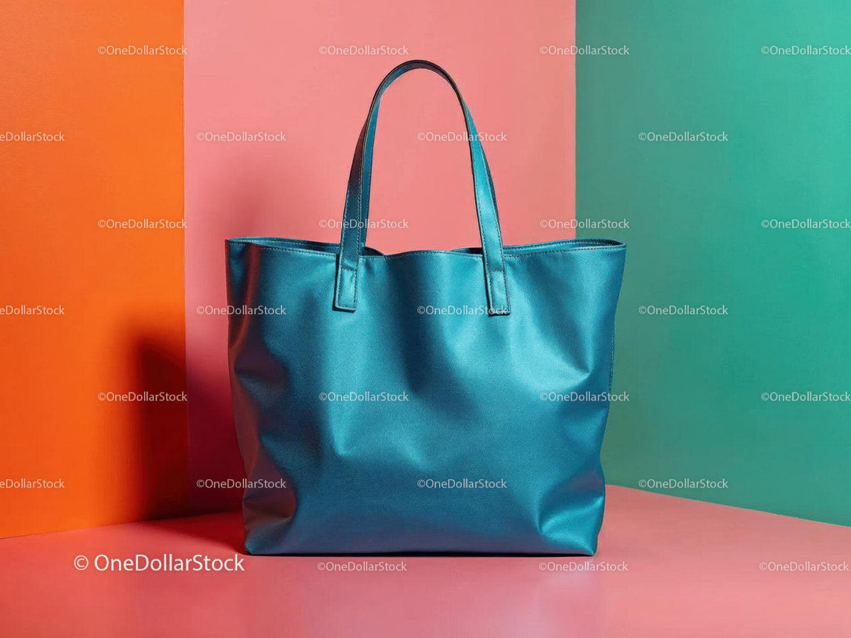Blue Leather Tote Bag for Fashion and Daily Use JPG Mockup Image preview