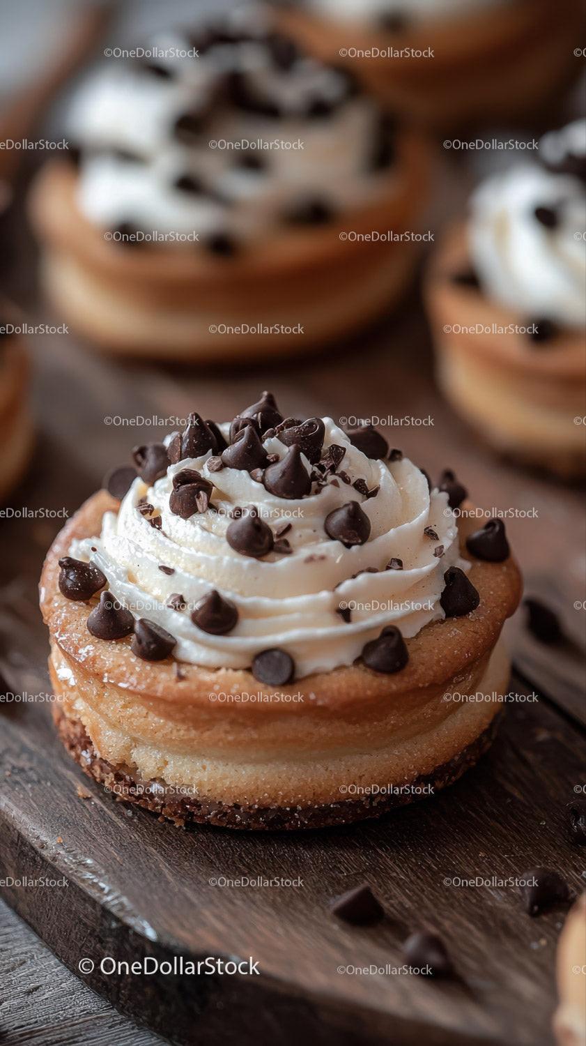 Chocolate Chip Cookie with Whipped Cream and Chocolate Topping Stock Photo Bundle preview 9