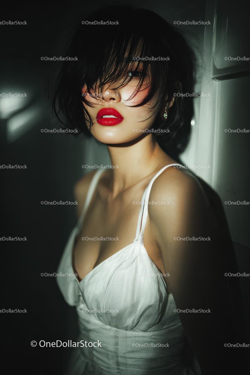 Elegant Woman with Red Lips in Stylish Evening Dress Stock Photo Bundle preview 32