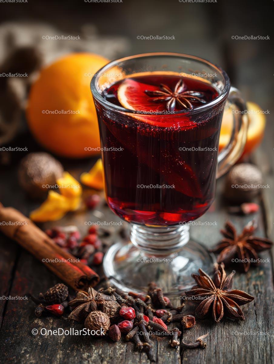 Delicious Mulled Wine with Spices and Orange Slices 20 JPG Files digital asset preview