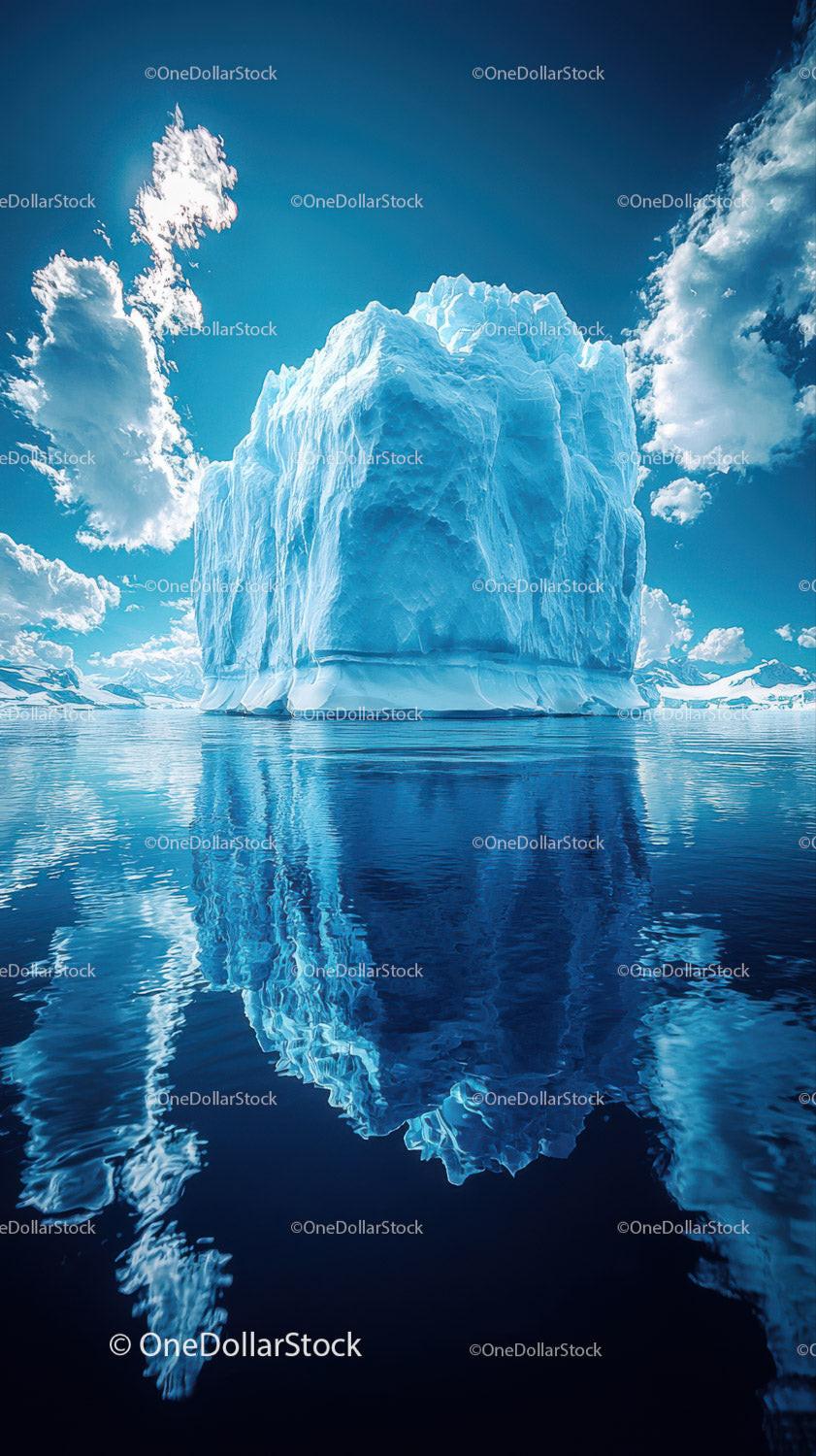 Majestic Blue Iceberg Reflecting in Calm Polar Waters Under Bright Sun Stock Photo Bundle preview 19