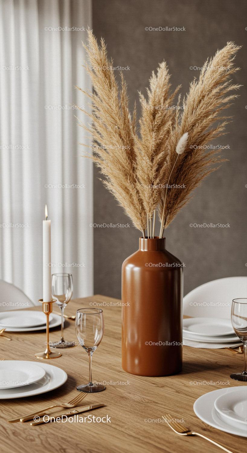 Elegant Pampas Grass Floral Arrangement for Modern Interior Decor