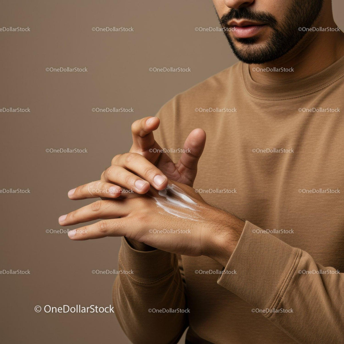 Close-Up of Man Applying Hand Lotion for Skin Care