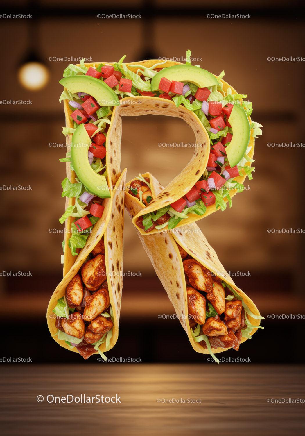 Letter R Shaped Burritos with Fresh Ingredients