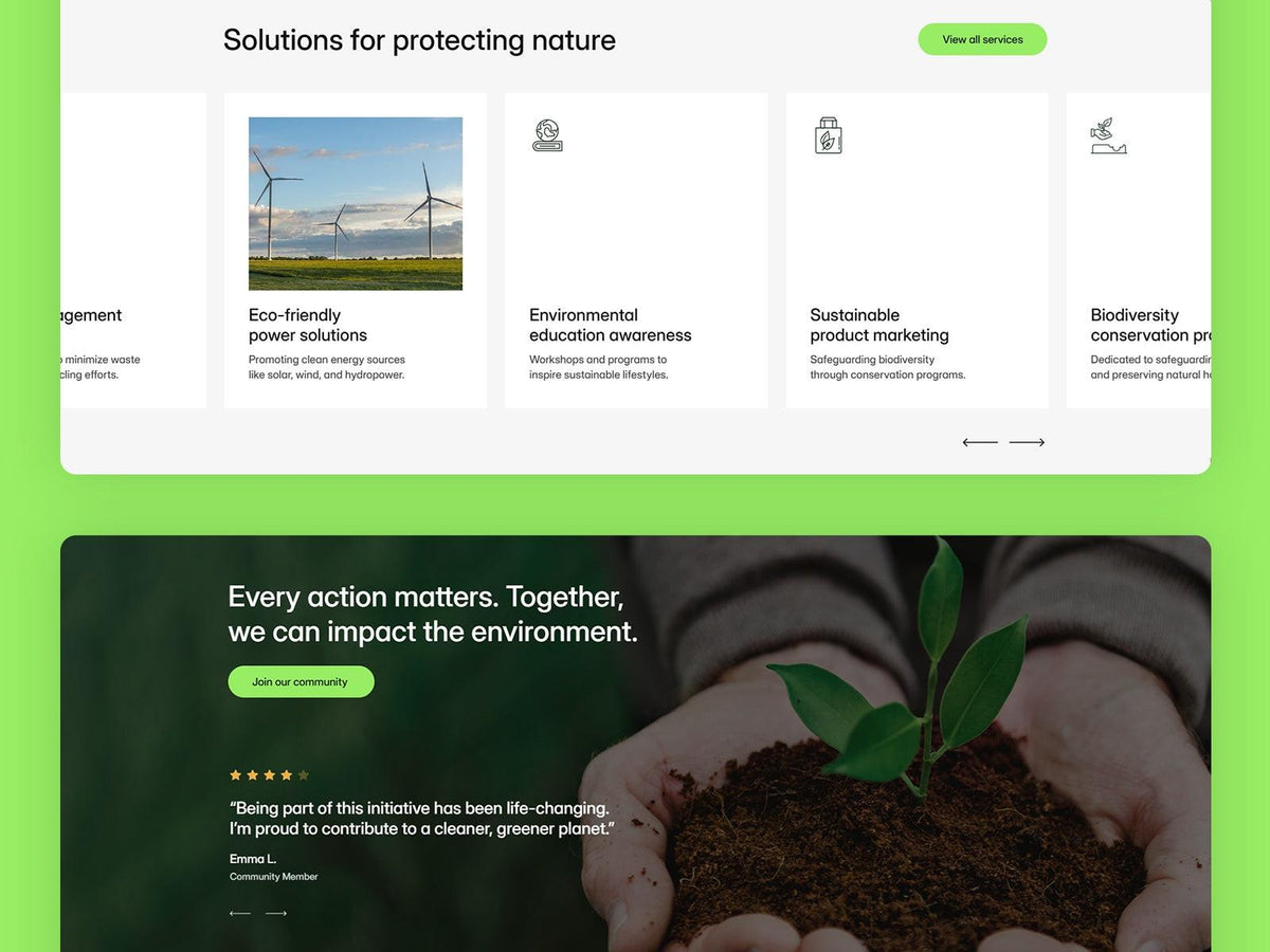 EcoMission Framer template design preview