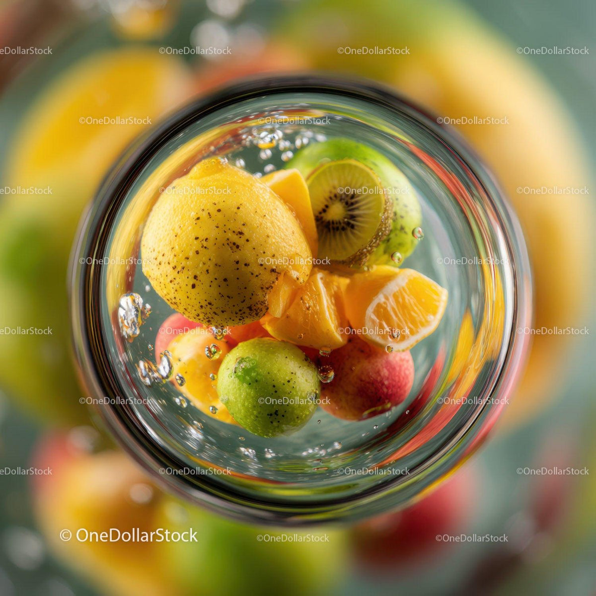 Colorful Mixed Fruit Salad in Glass Bowl for Refreshing Summer Snacks
