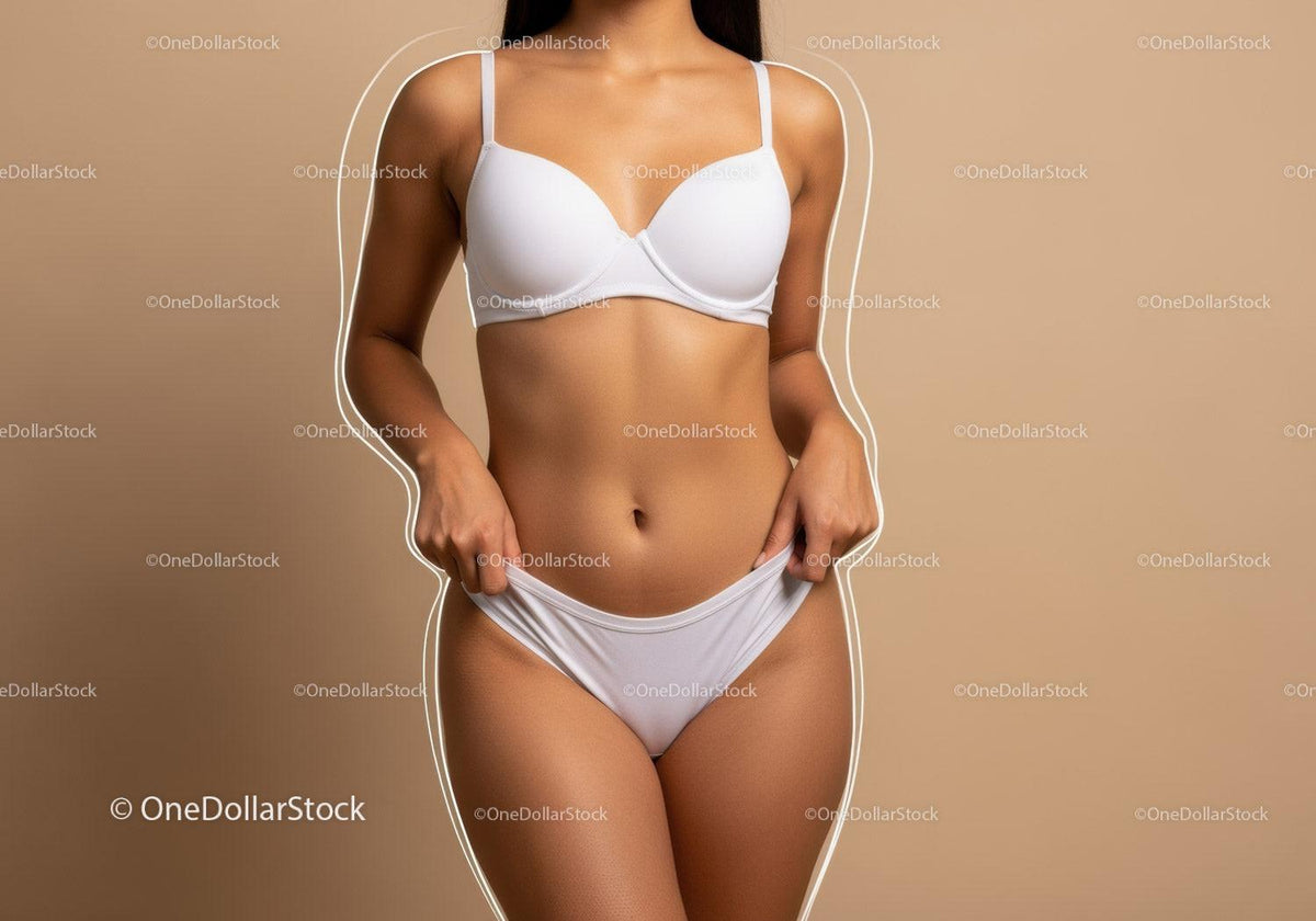 Elegant Woman in White Lingerie Standing with Confident Pose