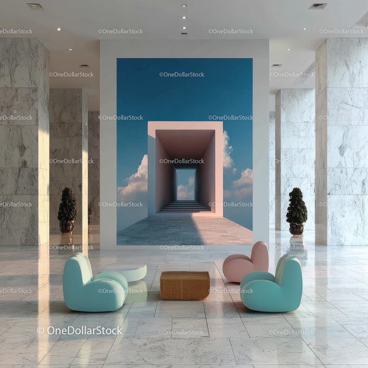 Stylish Modern Interior with Artistic Wall and Elegant Furnishings Stock Photo Bundle preview 32