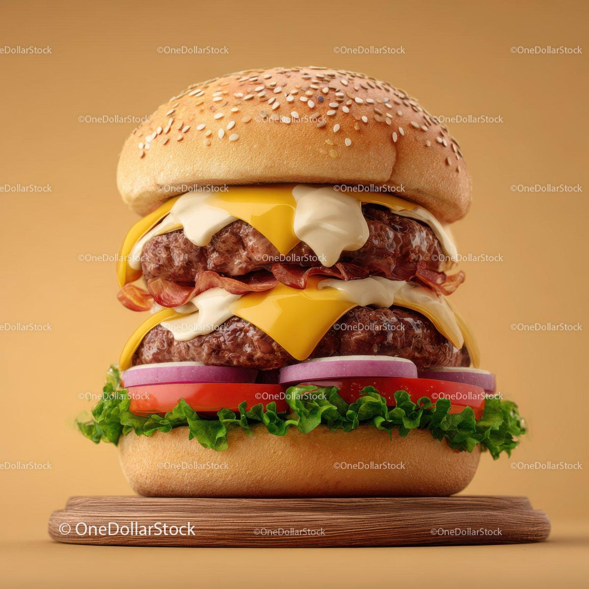 stock photo bundle made with Gourmet Cheeseburger with Cheese Lettuce Tomato Red Onions Stock Photo Bundle