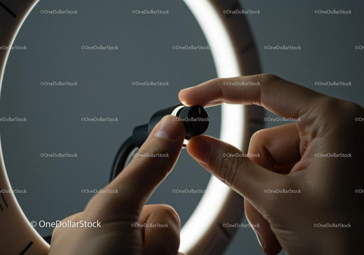 Close-up of Hand Adjusting a Black Dial Wristwatch
