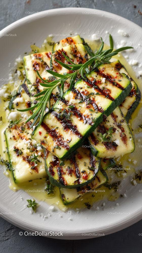 Grilled Zucchini Slices with Herbs on Slate Plate Stock Photo Bundle preview 19