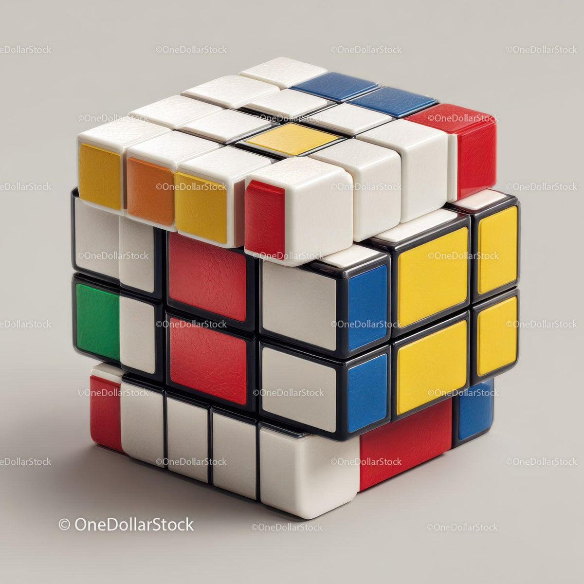Colorful Rubik's Cube with White Background for Brain Teasers Stock Photo Bundle preview 13