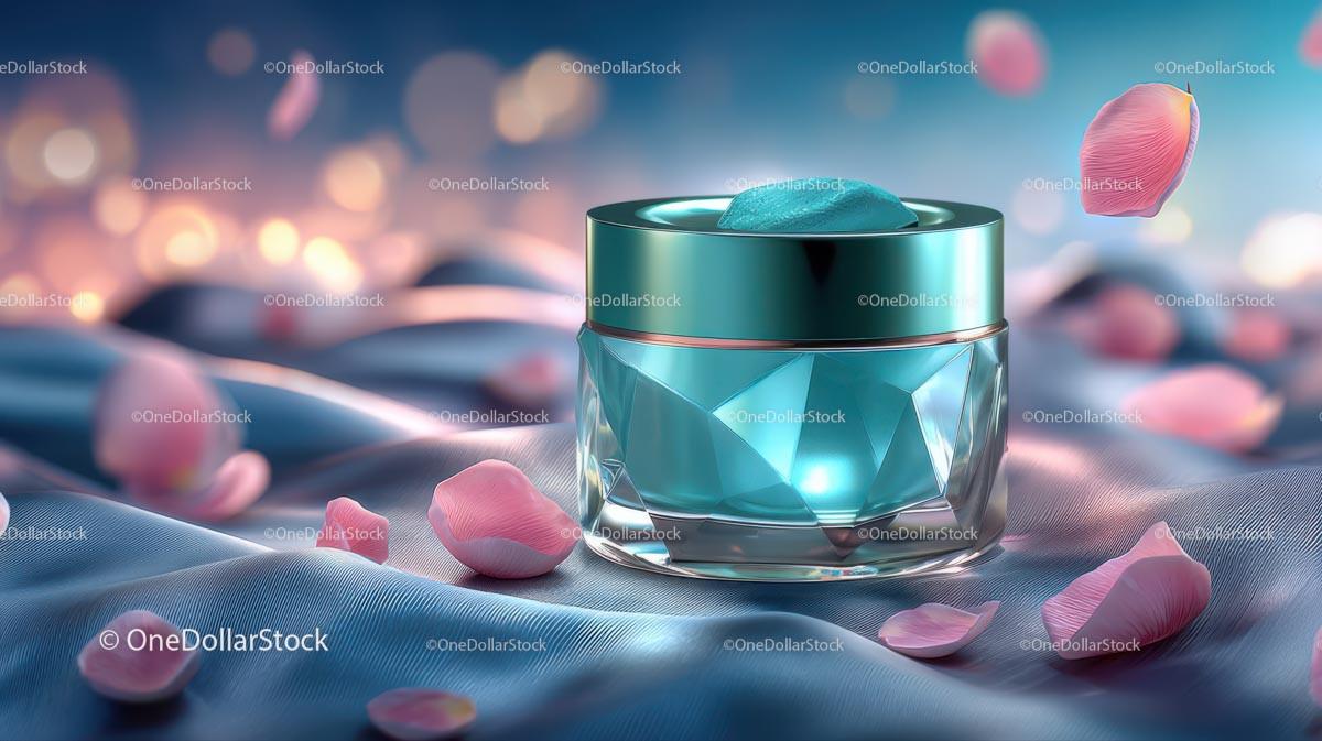 Glass Container with Floating Rose Petals in Tranquil Setting JPG Mockup Image preview 17