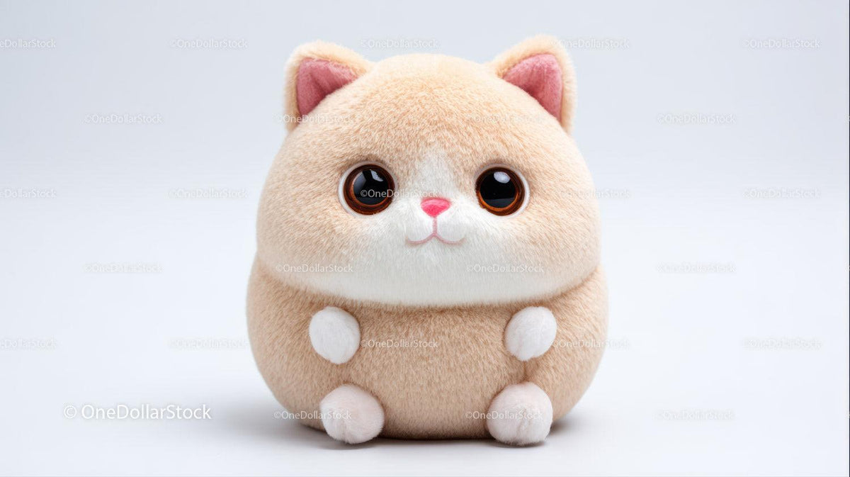 Cute Plush Cat Toy in Soft Brown and White with Black Details Stock Photo Bundle preview 16