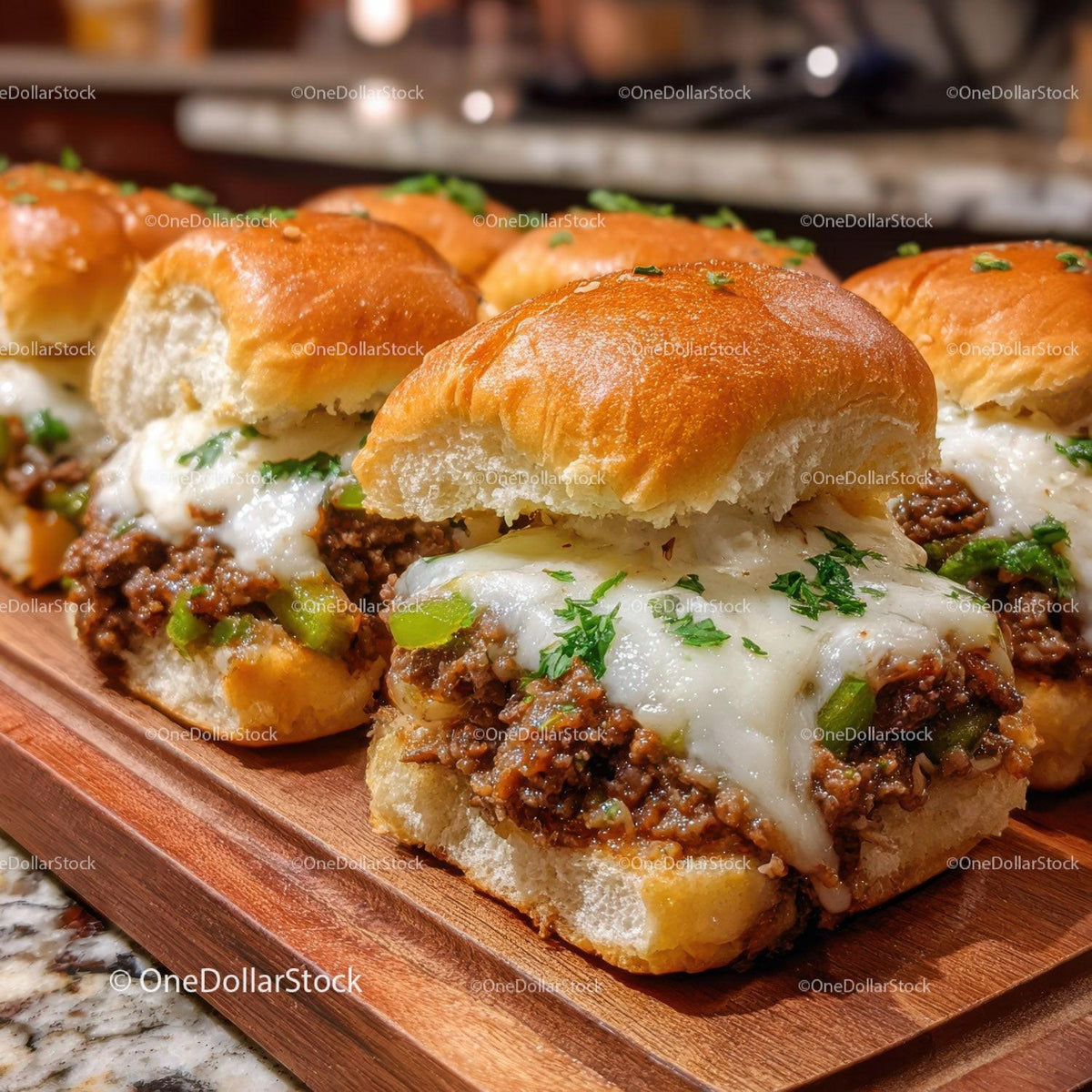 Gourmet Meat and Cheese Sliders with Fresh Herbs in Mini Buns