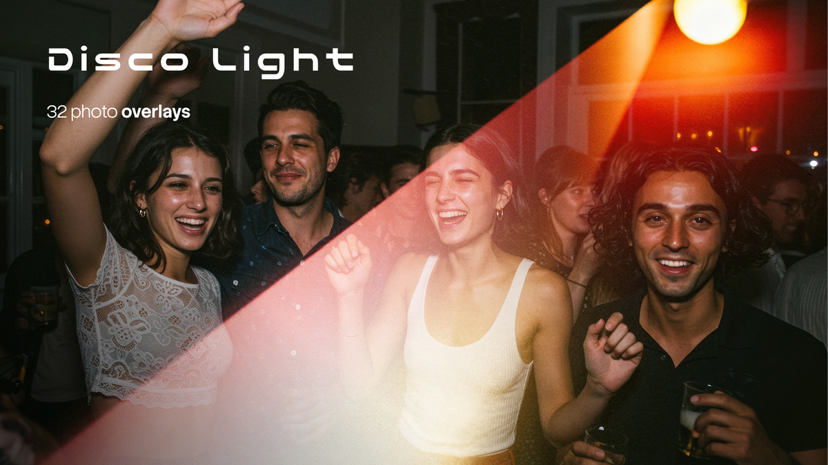 photo editing preview with Disco Light Photo Overlays