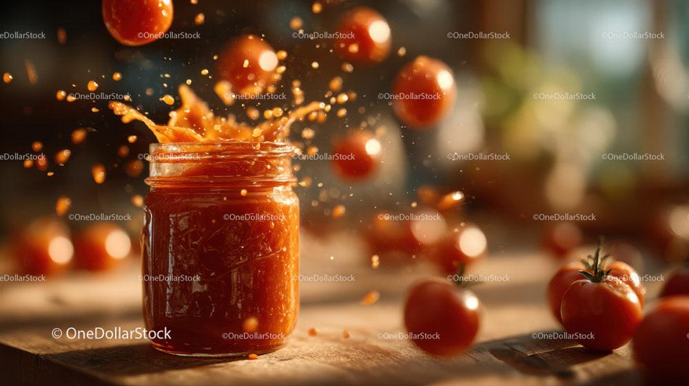 Vibrant Tomato Sauce Splash with Fresh Tomatoes in Background Stock Photo Bundle preview 14