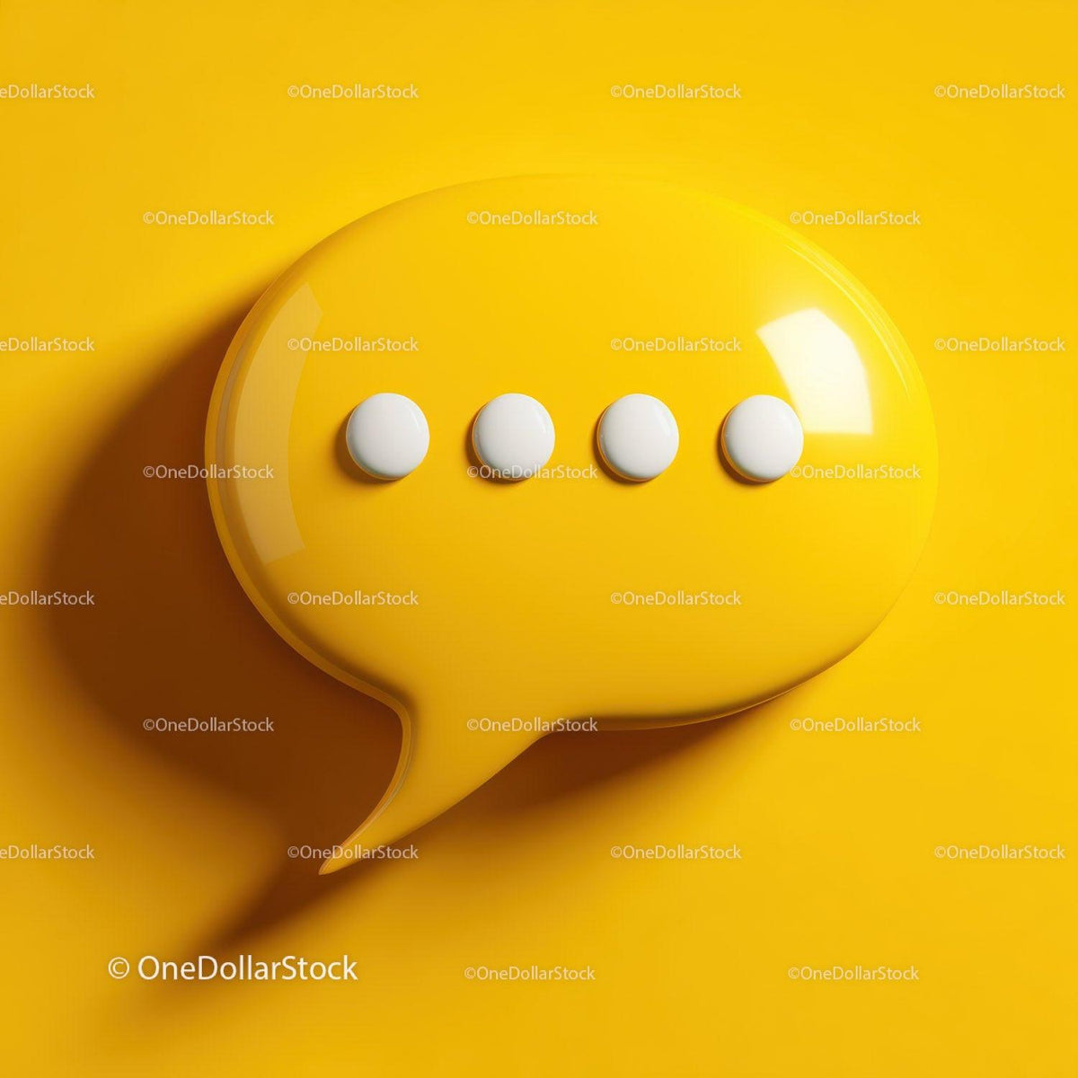 Modern Speech Bubble with Yellow Buttons on Bright Yellow Background Stock Photo Bundle preview 11