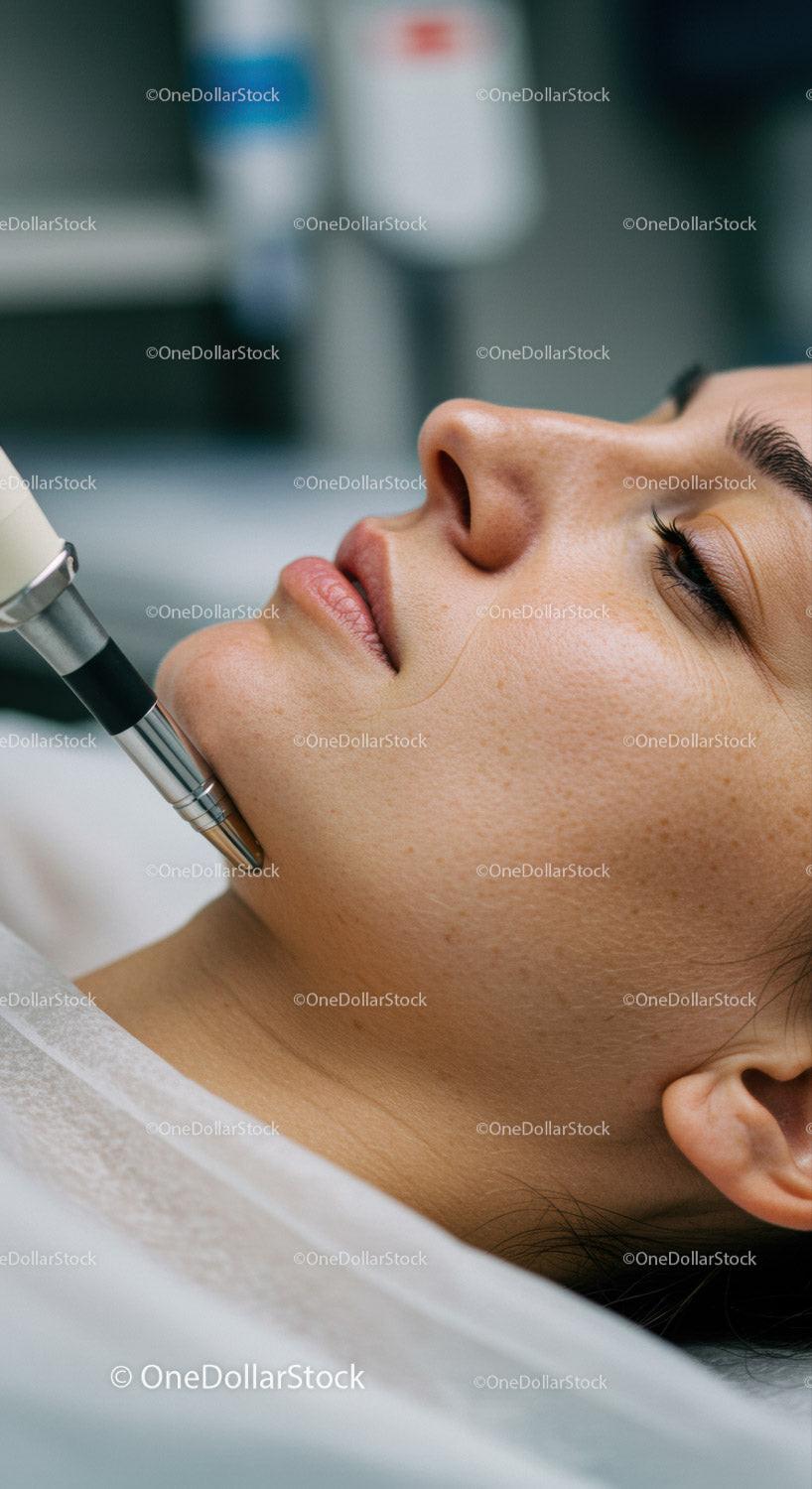 Woman Receiving Facial Treatment in Dermatology Clinic