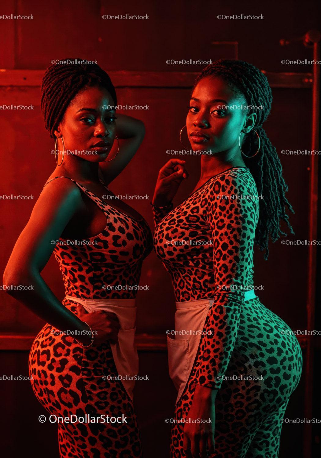 Stylish Women in Leopard Prints with Vibrant Studio Lighting Stock Photo Bundle preview 8