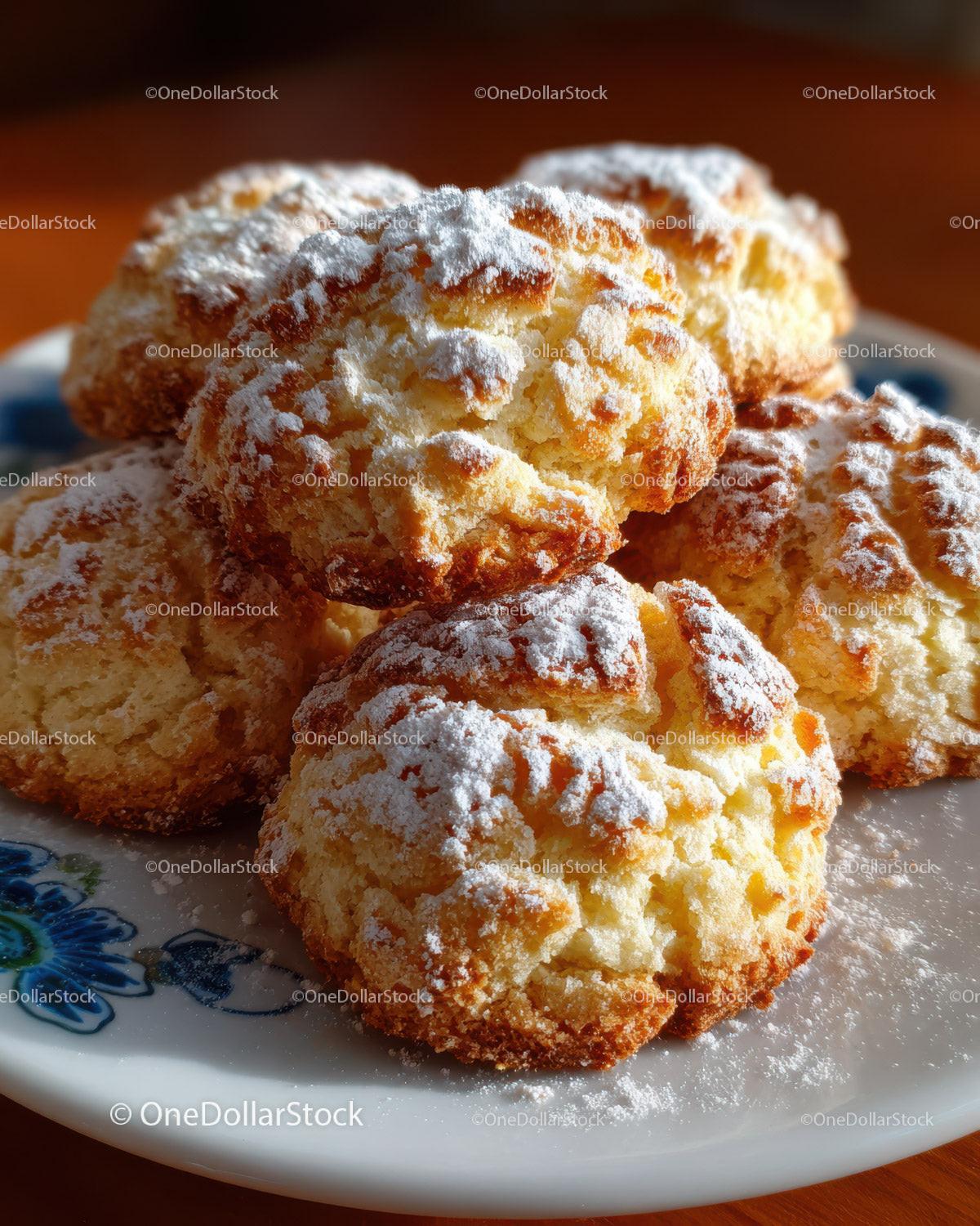Golden Cream Puffs with Powdered Sugar and Almond Garnish for Dessert Stock Photo Bundle preview 10