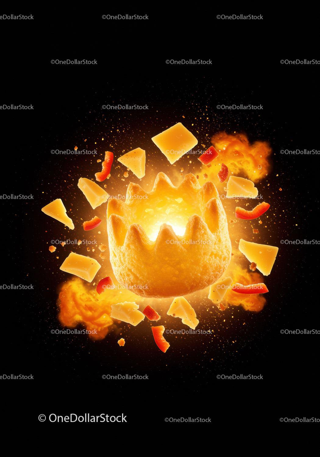 Exploding Corn Snack with Cheese and Pepper Pieces