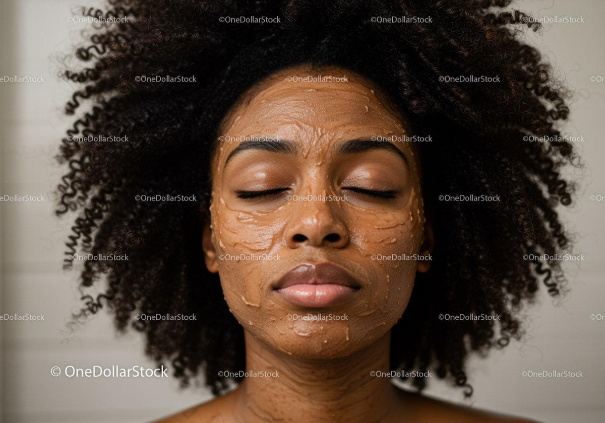 Woman with Curly Hair and Moisturizing Facial Skincare Routine