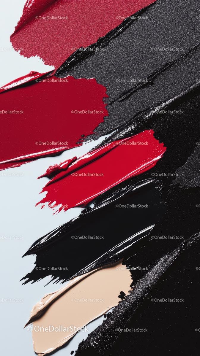 Bold Makeup Swatches of Lipstick and Cosmetics with Vibrant Colors