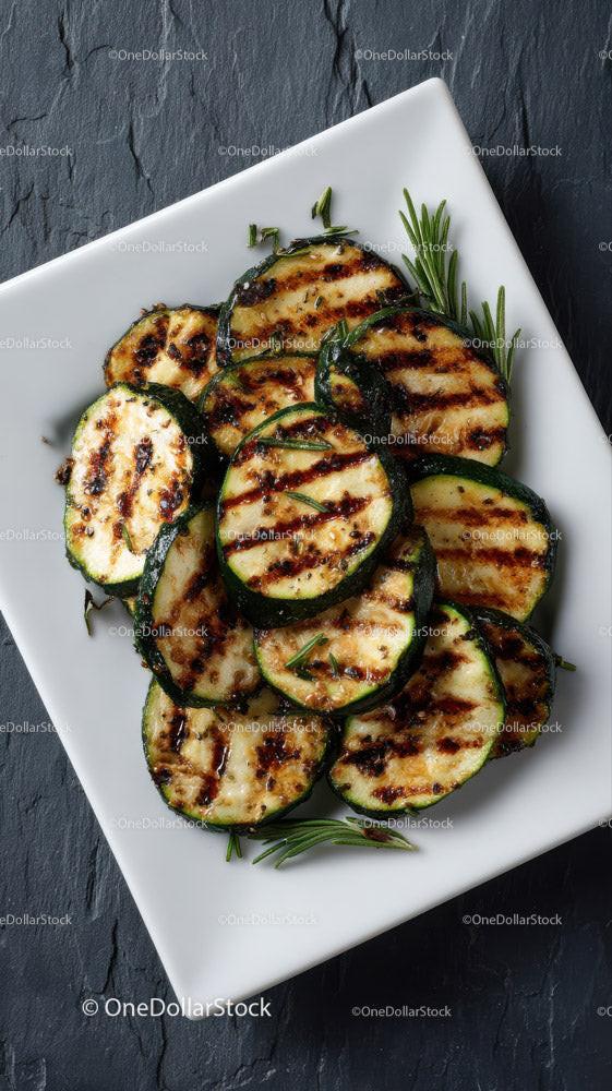 Grilled Zucchini Slices with Herbs for Healthy Summer Cooking Stock Photo Bundle creative preview 4