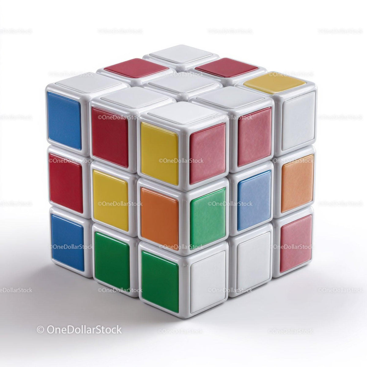 Colorful Rubik's Cube with White Background for Brain Teasers Stock Photo Bundle preview 33