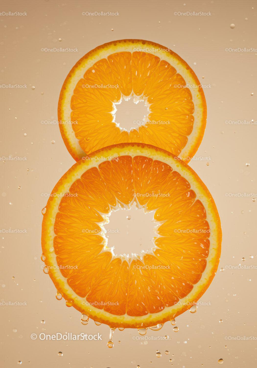 Fresh Orange Slices Floating in Refreshing Water