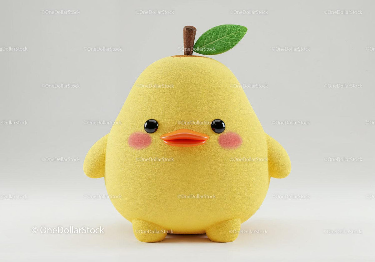 Yellow Plush Duck Toy with Green Leaf and Orange Beak Stock Photo Bundle preview 10