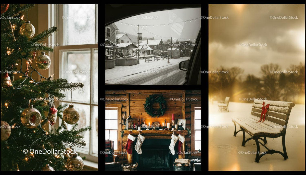 Cozy Winter Christmas Scenes With Decorations And Snow