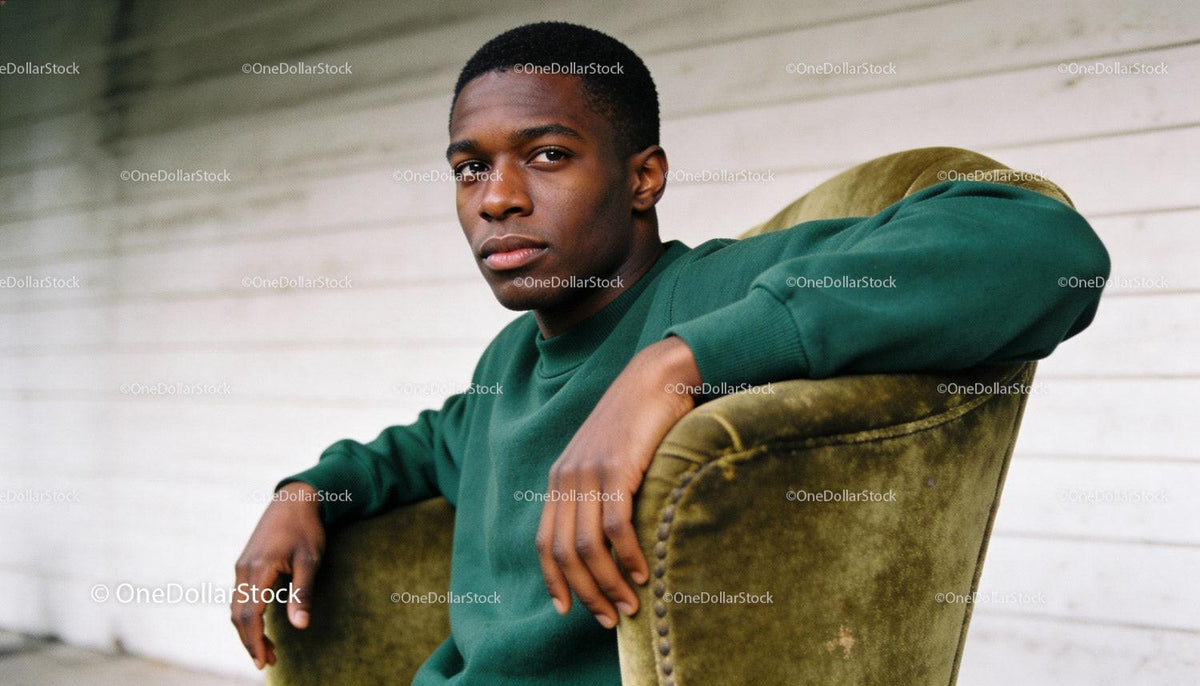 Thoughtful young man sitting on vintage chair indoors