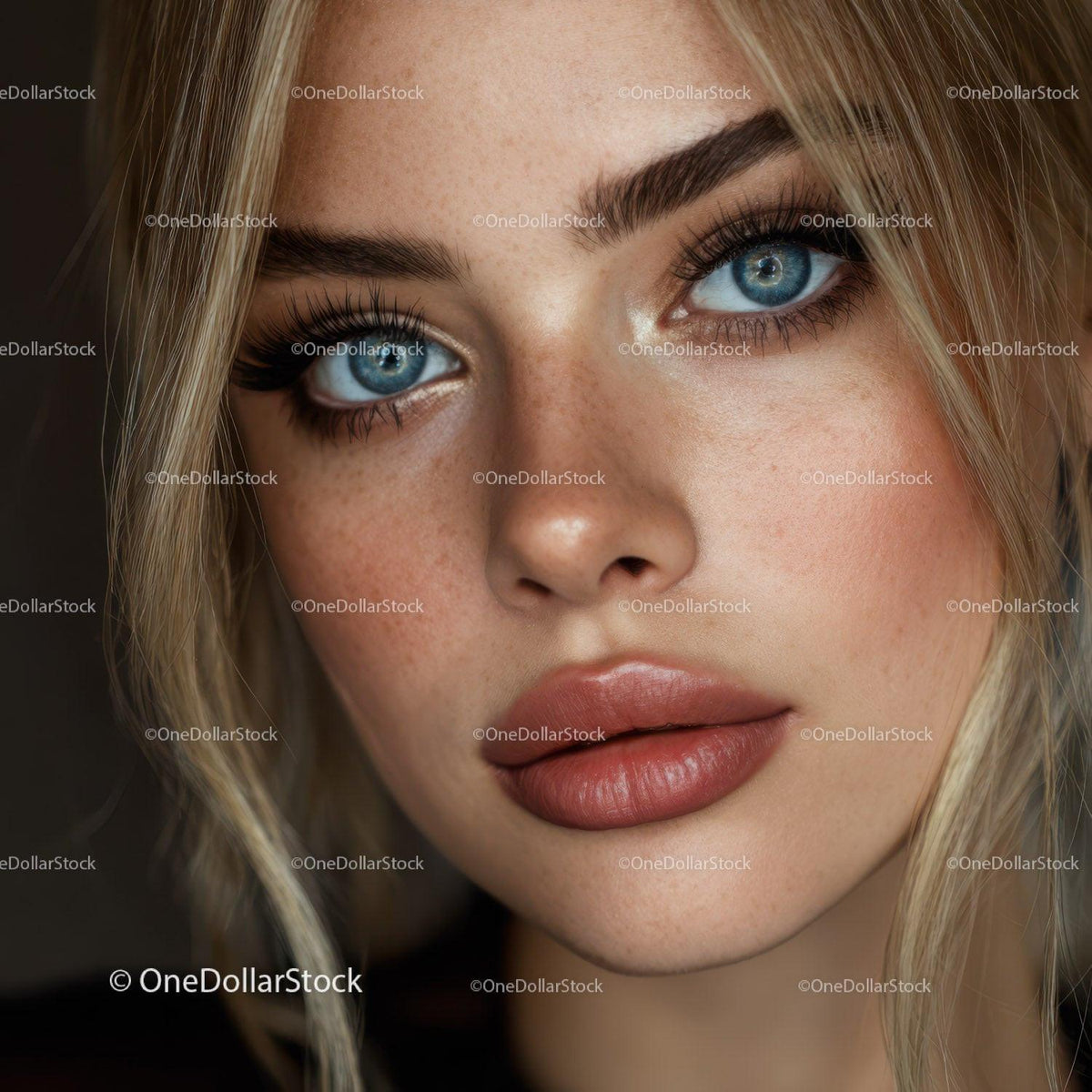 Close Up Portrait of a Woman with Blue Eyes and Natural Makeup Stock Photo Bundle creative preview 4
