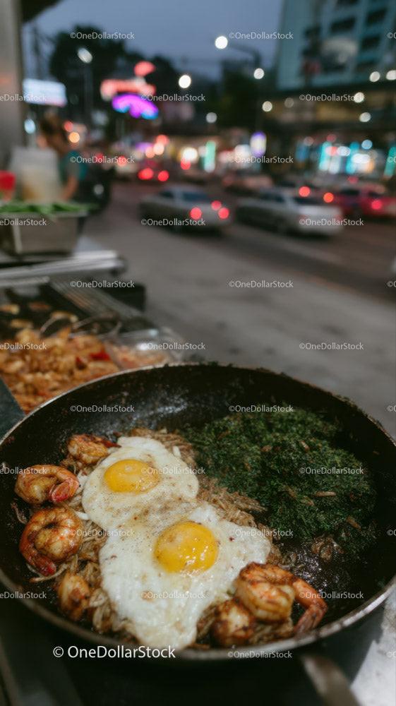 Stir-Fried Noodles with Vegetables in a Professional Street Food Setting Stock Photo Bundle preview 19