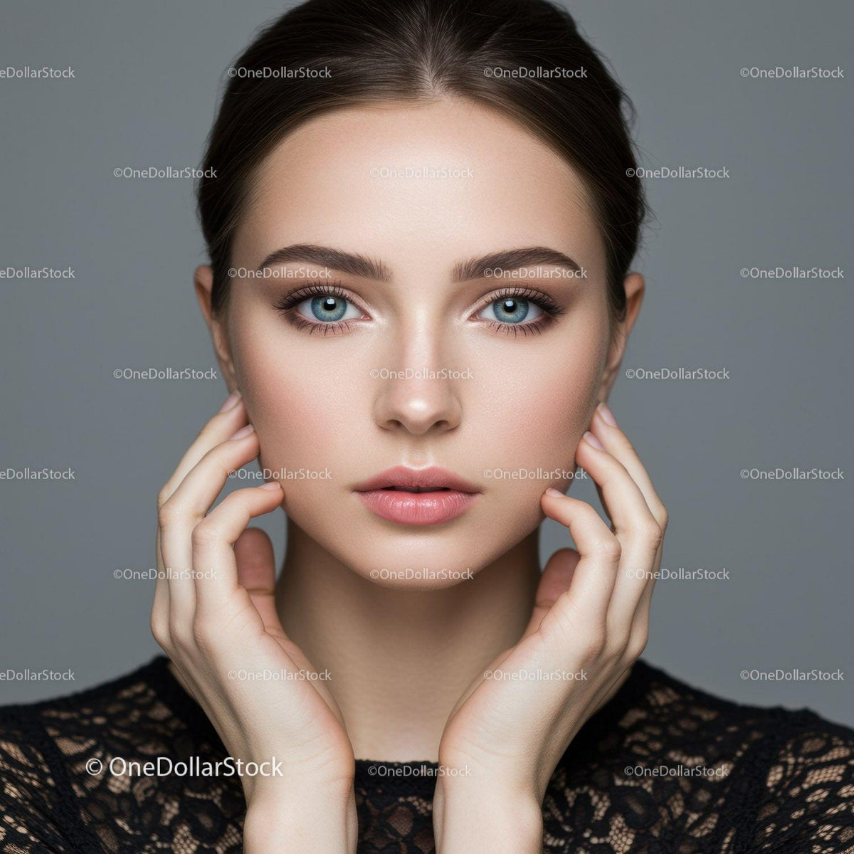 Stunning Portrait of a Woman with Blue Eyes and Brown Hair