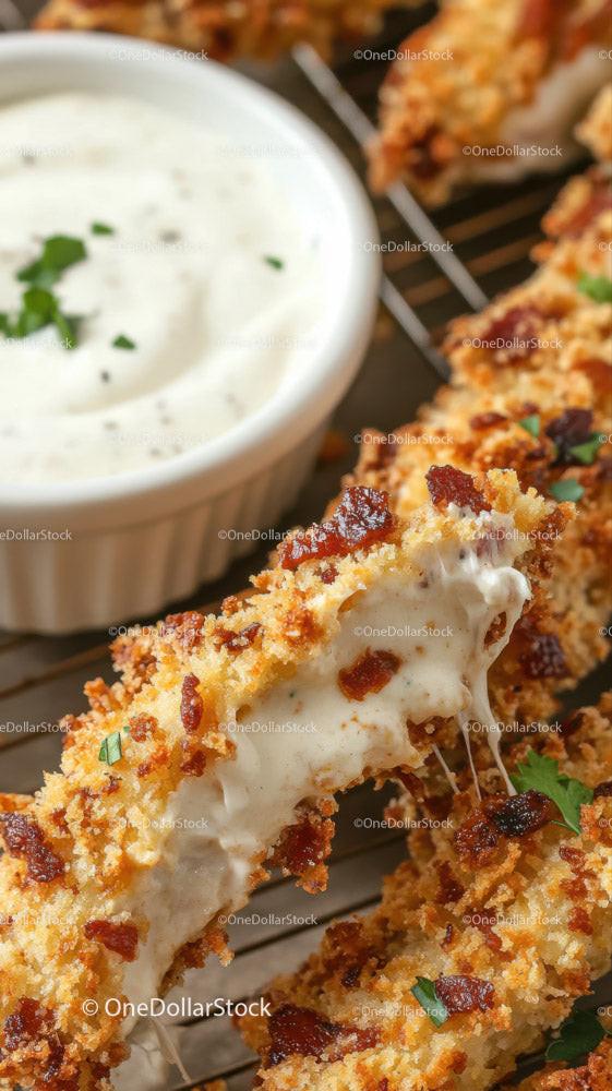 Crispy Fried Chicken Fillet with Herb Garnish on Wire Rack Stock Photo Bundle preview 5