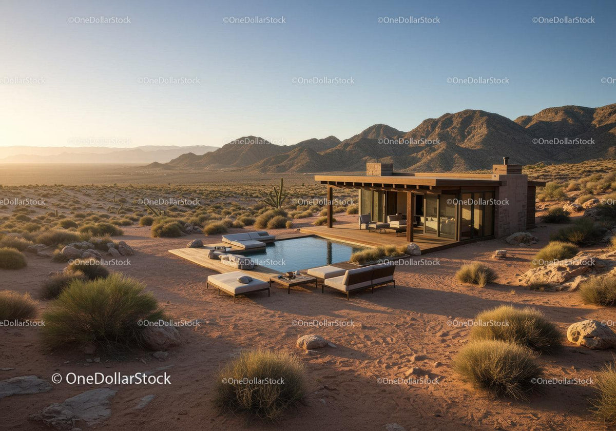 Modern Desert House with Infinity Pool and Mountain View