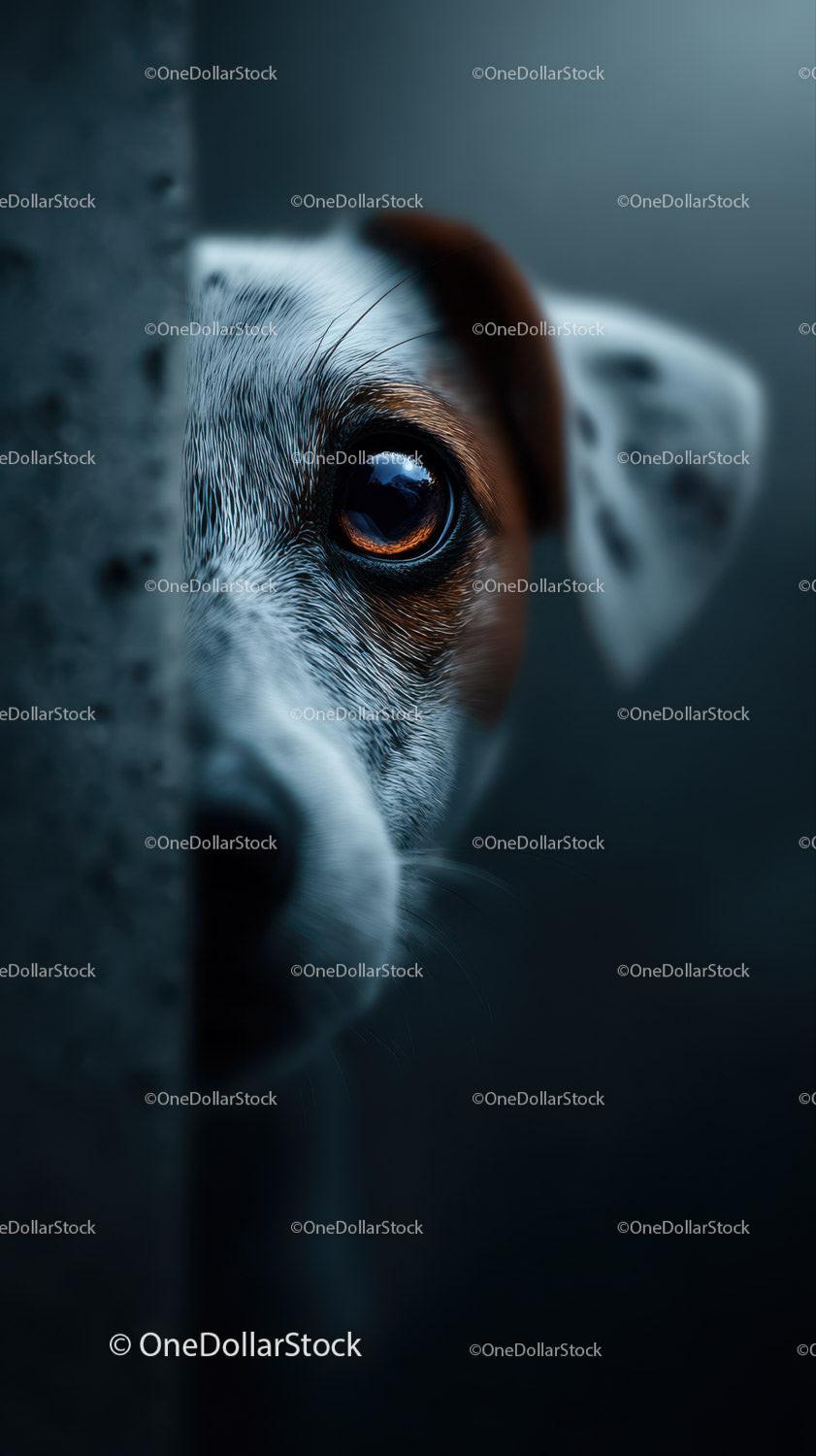 Close-up of a Curious Puppy with Warm Eye in Natural Light