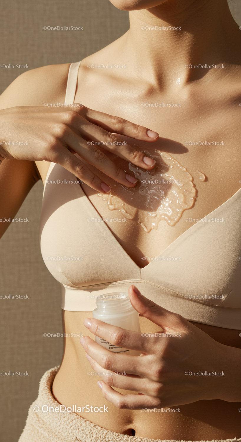 Close-up of a Woman Applying Body Lotion for Skin Hydration and Smoothness