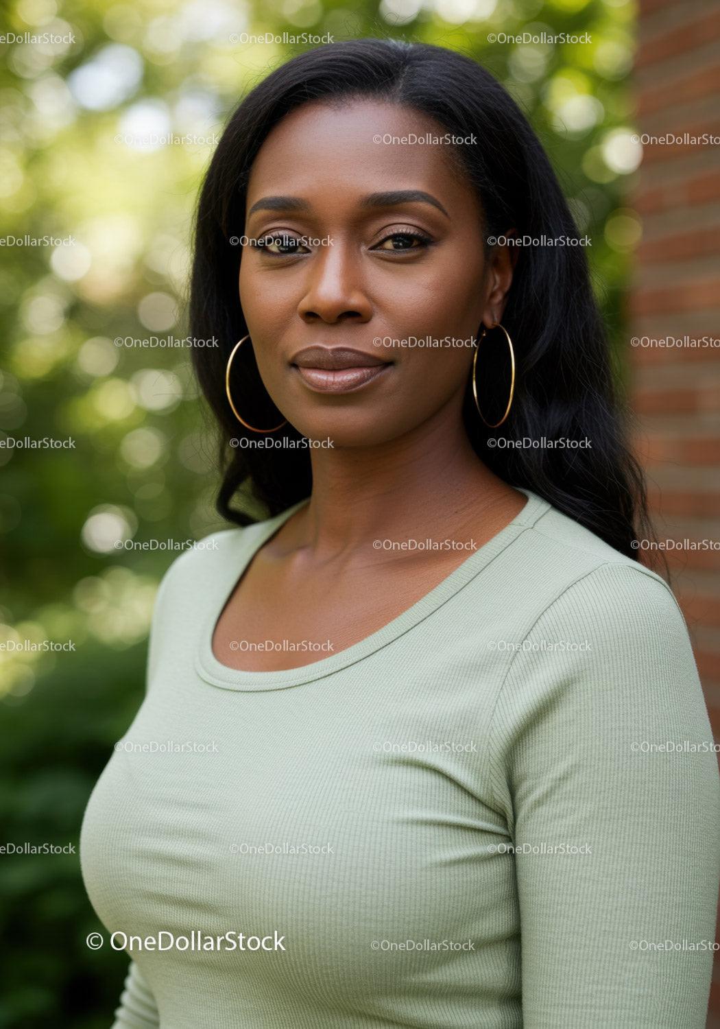 Calm confident woman with natural makeup outdoors