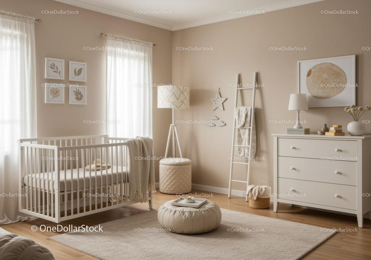 Bright and Cozy Nursery Room with Minimalist Decor and Soft Lighting