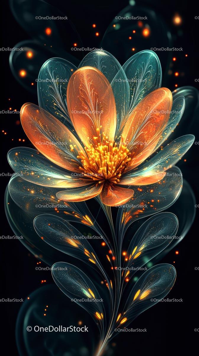 Glowing Abstract Flower with Vibrant Light Effects