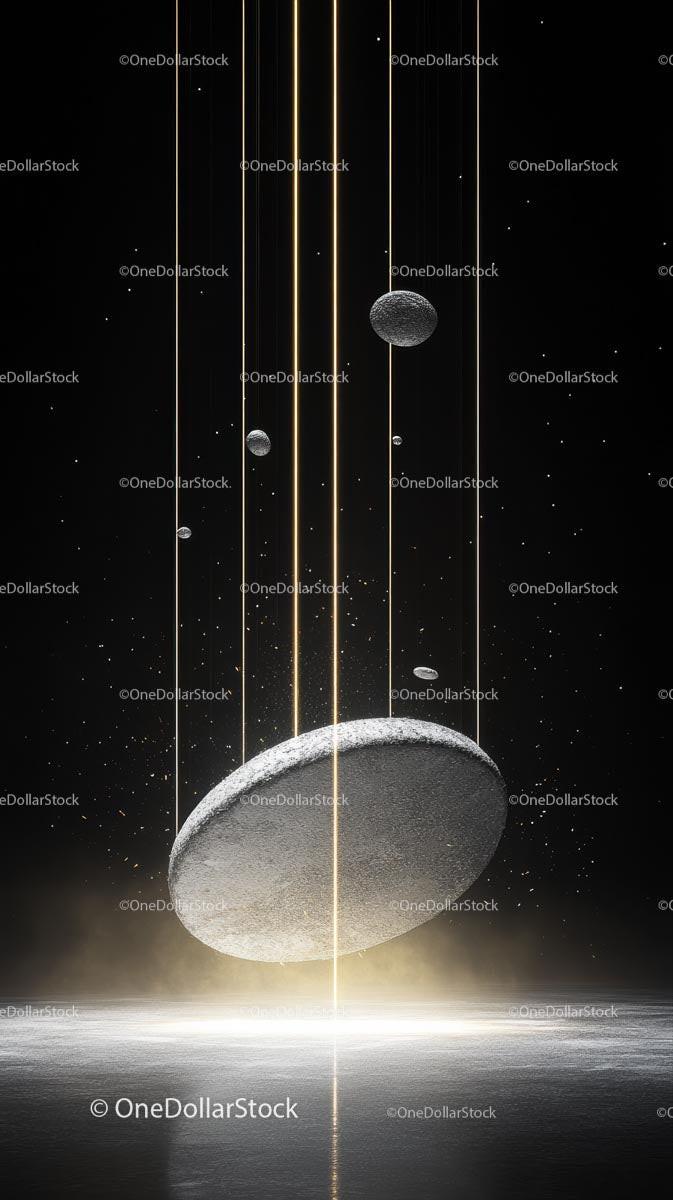 Futuristic Space Scene with Floating Planets and Galaxies