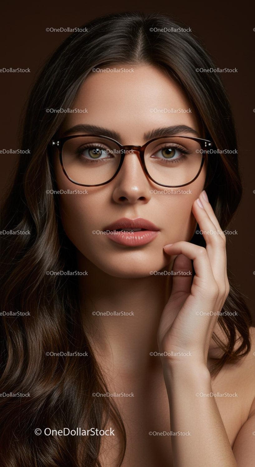 Close-up of a Stylish Woman Wearing Glasses with Confidence
