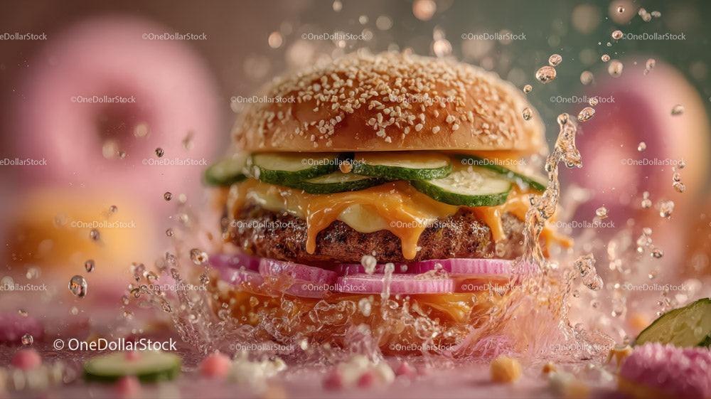 Juicy Cheeseburger with Fresh Vegetables and Melty Cheese