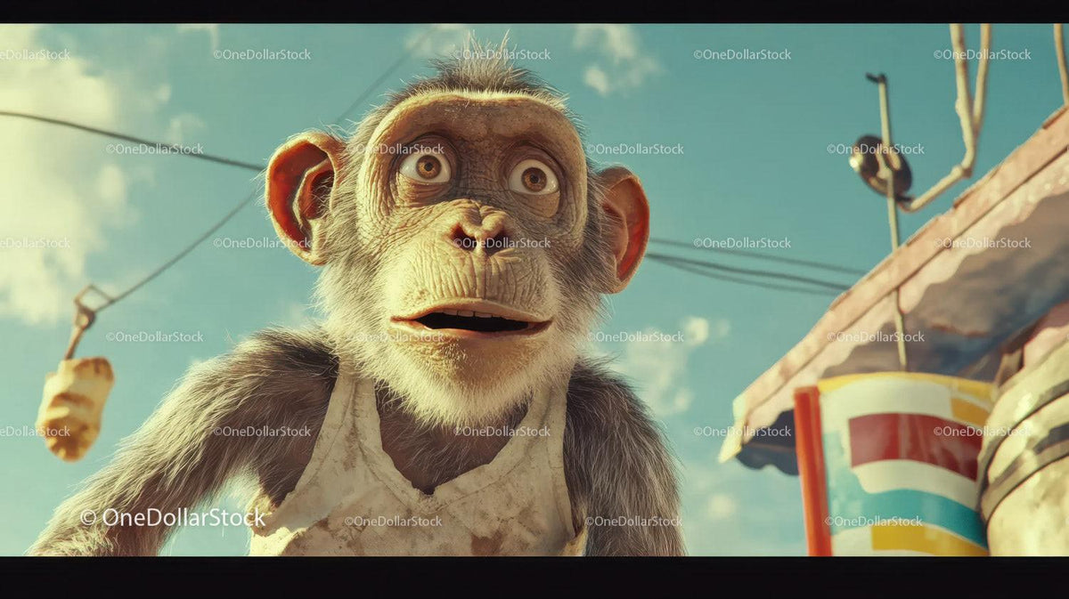 Close-up of a curious monkey with large eyes and gray fur outdoors