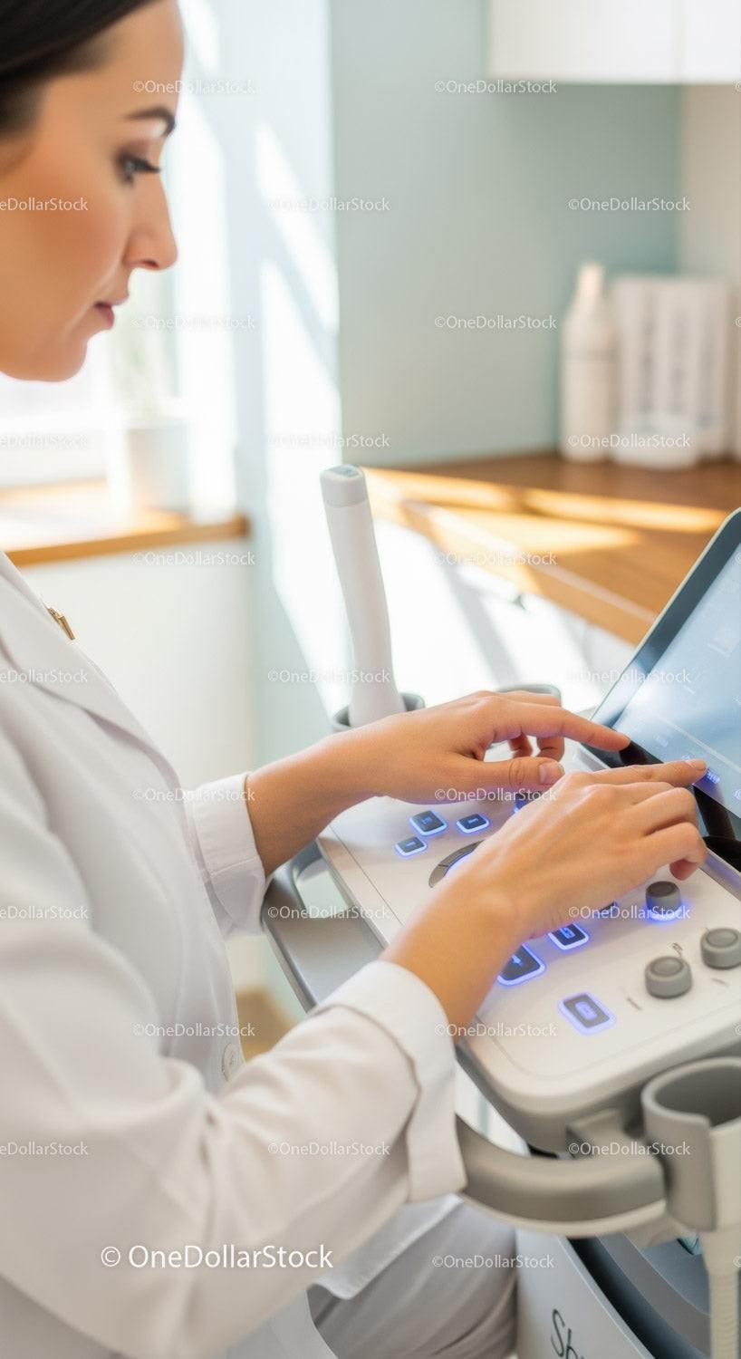 Female Healthcare Professional Using Ultrasound Device in Hospital